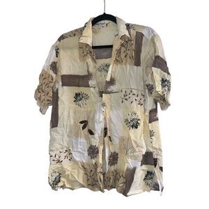 ✨Giorgio Danieli Pale Yellow Hawaiian Tropical Short Sleeve Sz Medium Shirt✨